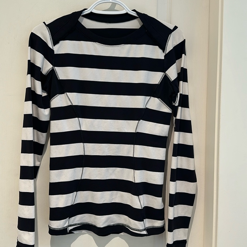 lululemon athletica Black and White Striped Top